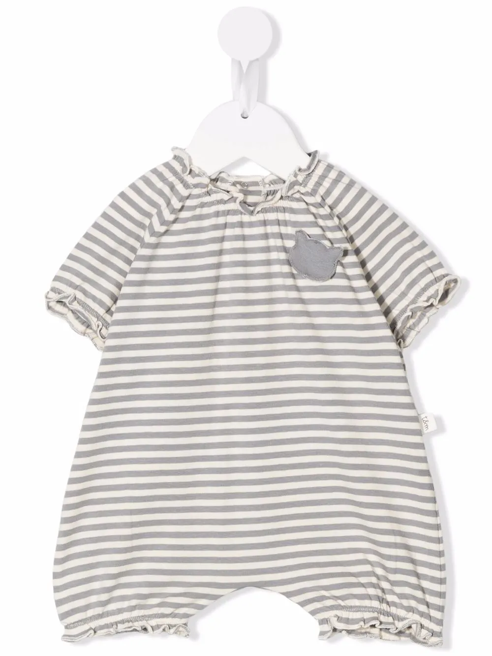 

TEDDY & MINOU lettuce-hem striped romper - Neutrals