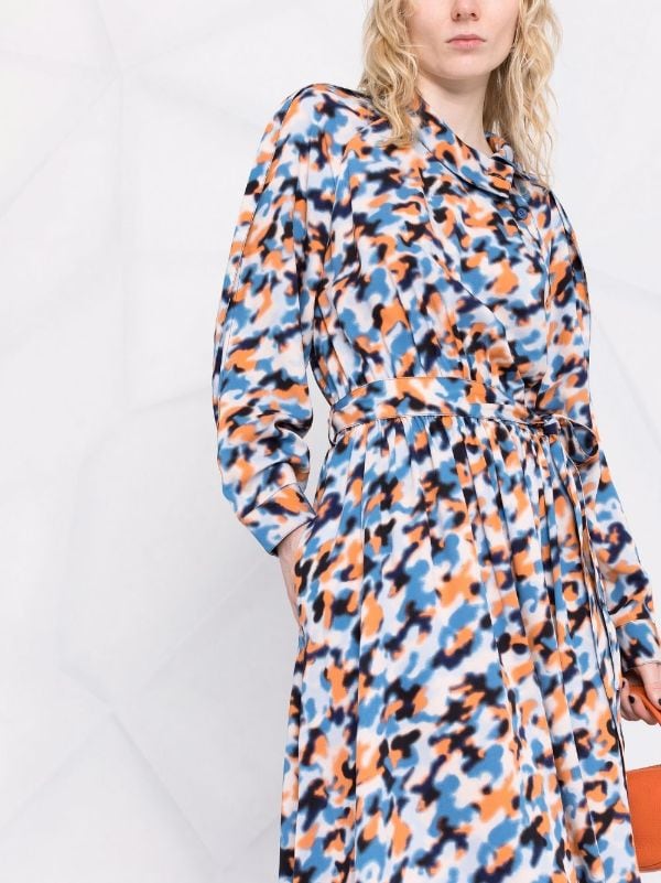 Kenzo abstract-print drawstring-waist Midi Dress - Farfetch