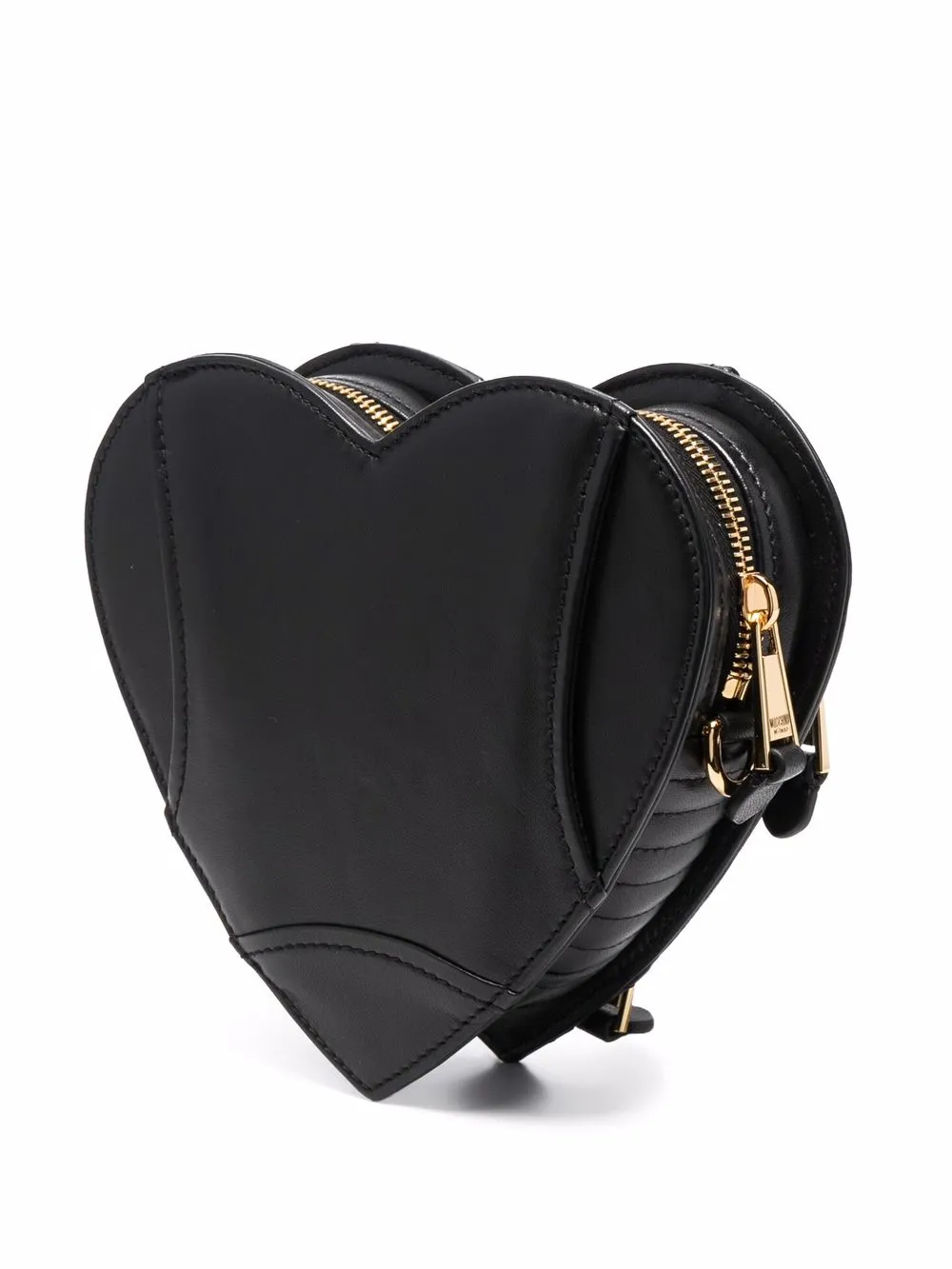 Moschino Heart-Shape Moto Leather Crossbody Bag