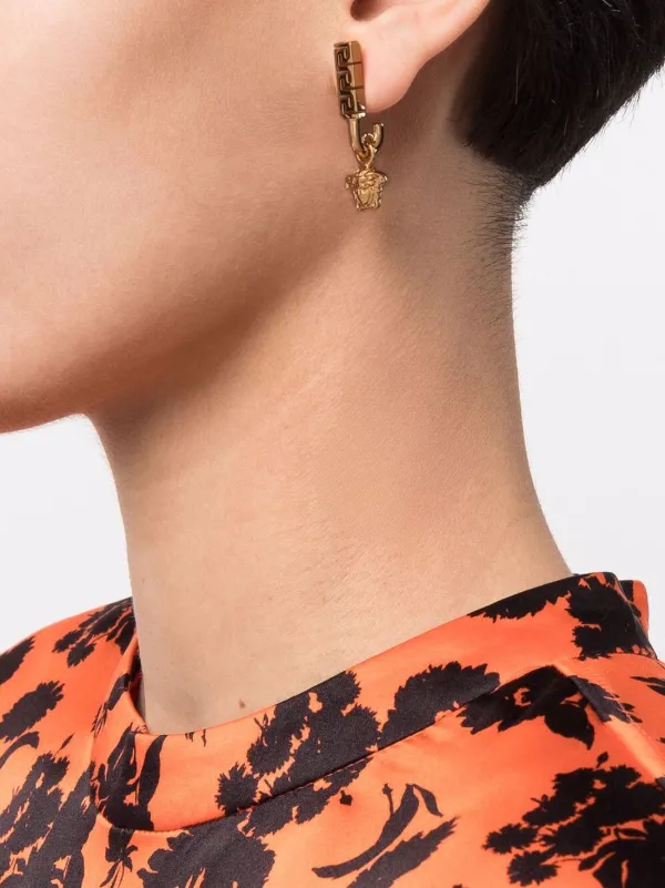 versace greca and medusa drop earrings