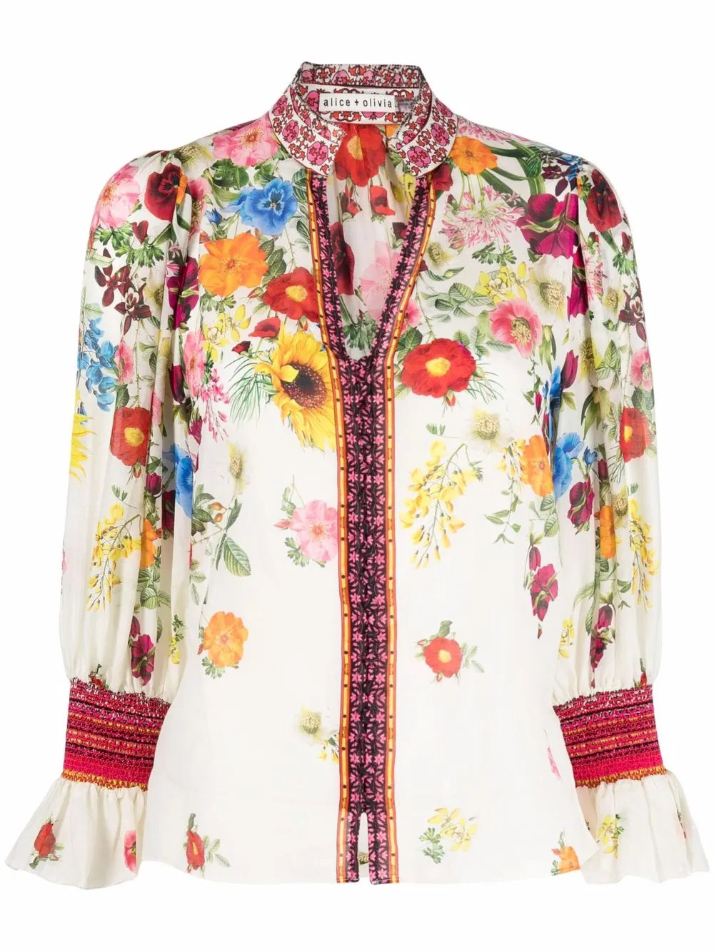 alice + olivia floral-print shirt - White