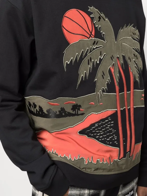 Just Don Palm Tree Print Jumper | Black | FARFETCH