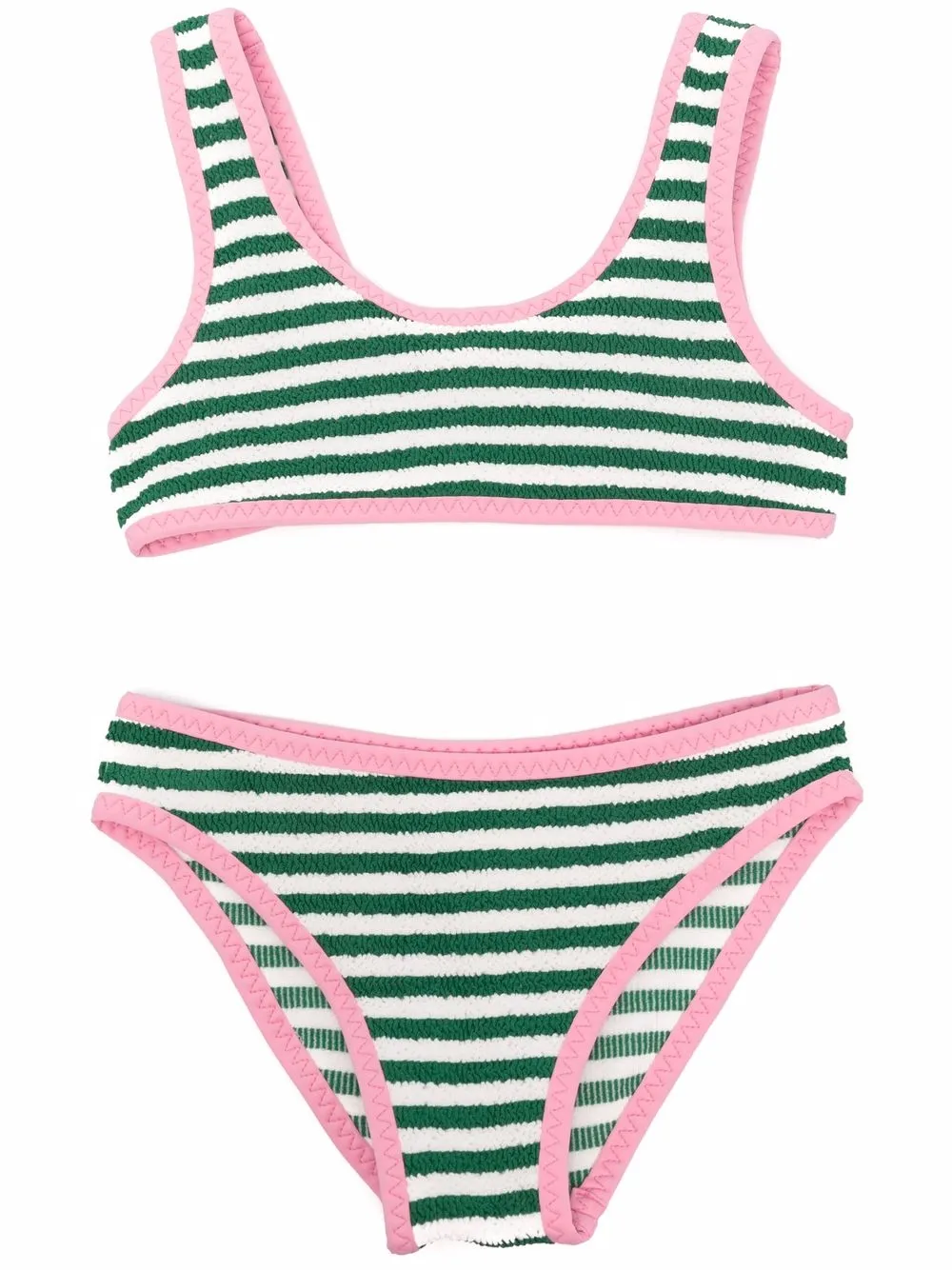 

MC2 Saint Barth Kids bikini a rayas de tejido seersucker - Verde