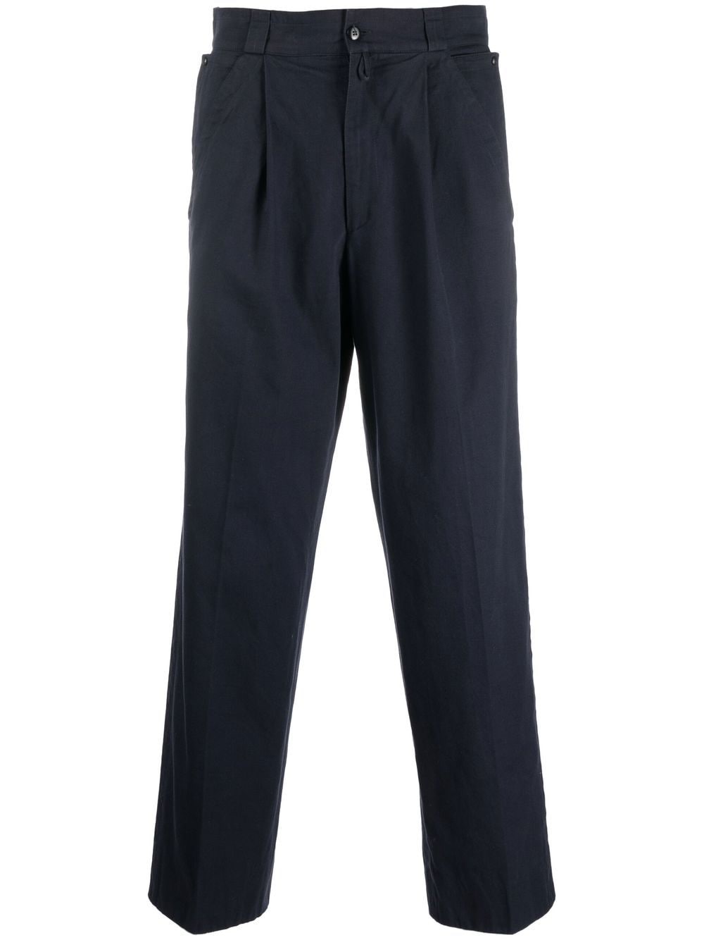 versace pre-owned pantalon droit à coupe courte (années 1980) - bleu