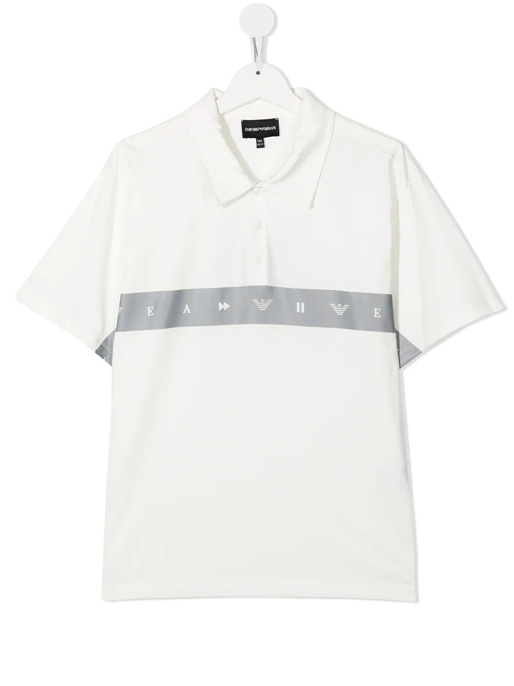 

Emporio Armani Kids playera tipo polo con franja del logo - Blanco