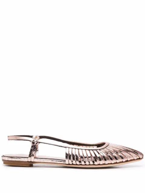 Del Carlo metallic-finish slingback pumps