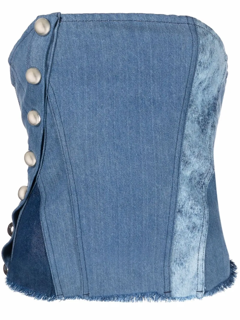 

Marques'Almeida top strapless con diseño patchwork - Azul