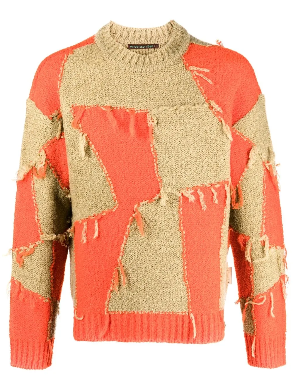 

Andersson Bell two-tone frayed-trim jumper - Neutrals