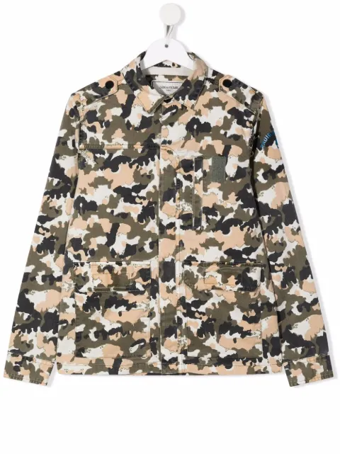 Zadig & Voltaire Kids جاكيت بتصميم قميص وطبعة كاموفلاج