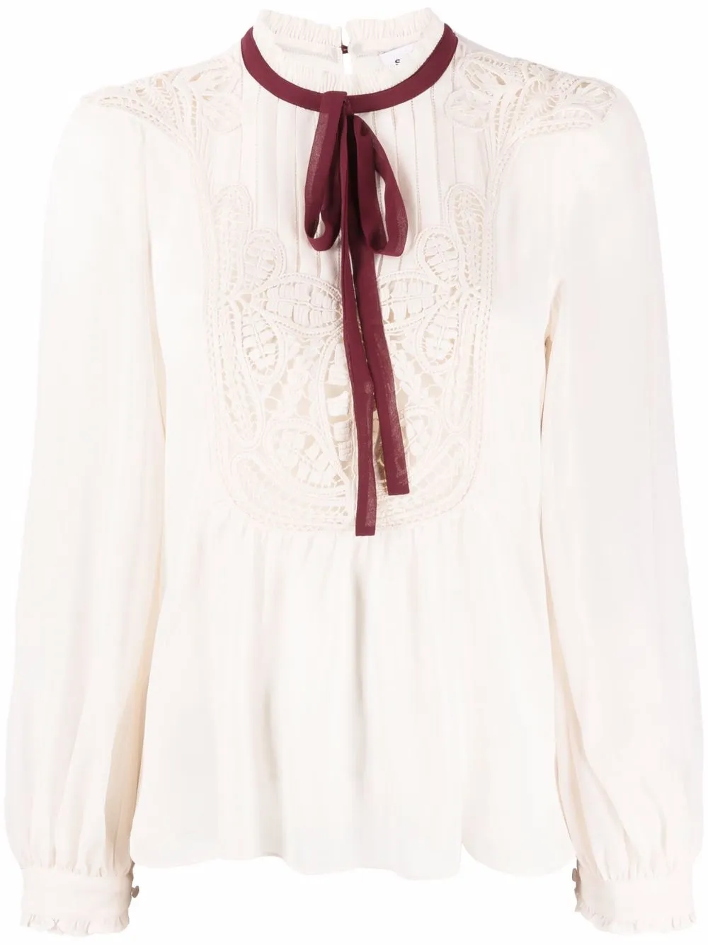 

Self-Portrait macramé-detailing long-sleeve blouse - Neutrals
