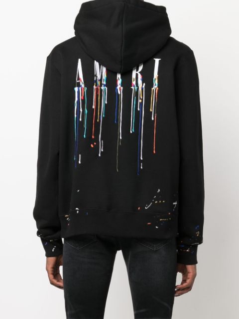 AMIRI logo-embroidered paint-splatter Hoodie - Farfetch