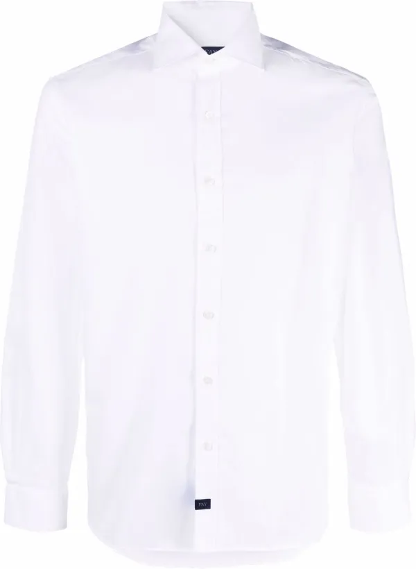 Shop Fay cotton spread-collar shirt 