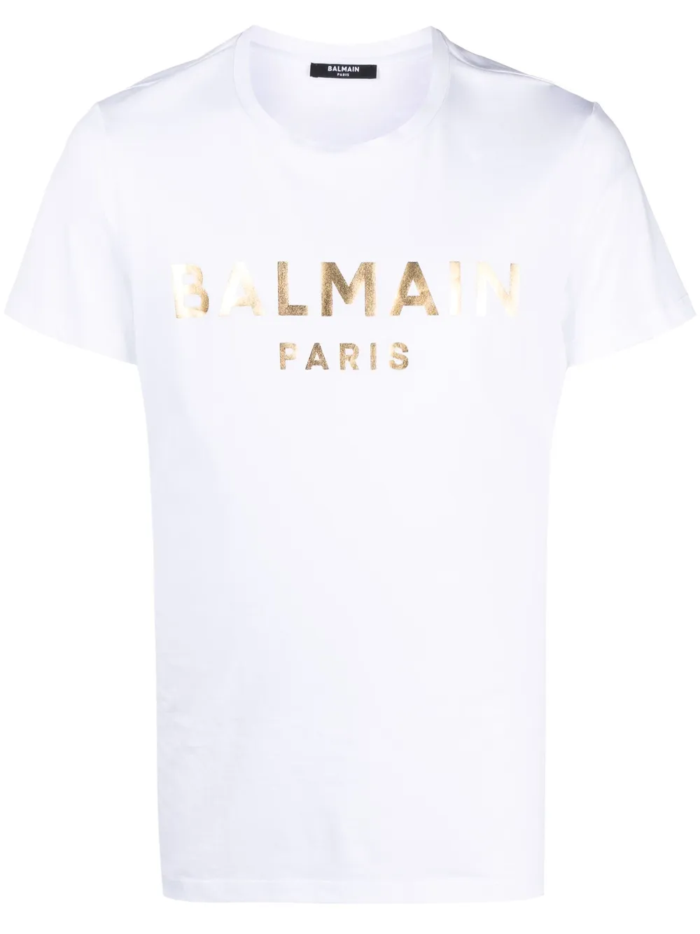 

Balmain playera con logo estampado metalizado - Blanco