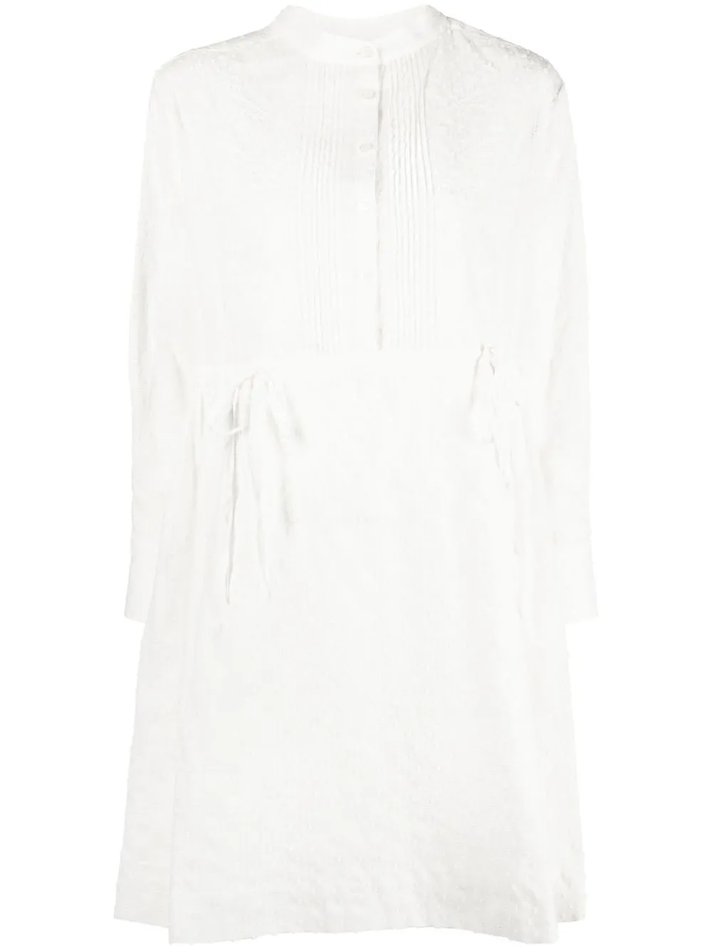 See By Chloé Embroidered Long-sleeve Shirt Dress In Crystal White