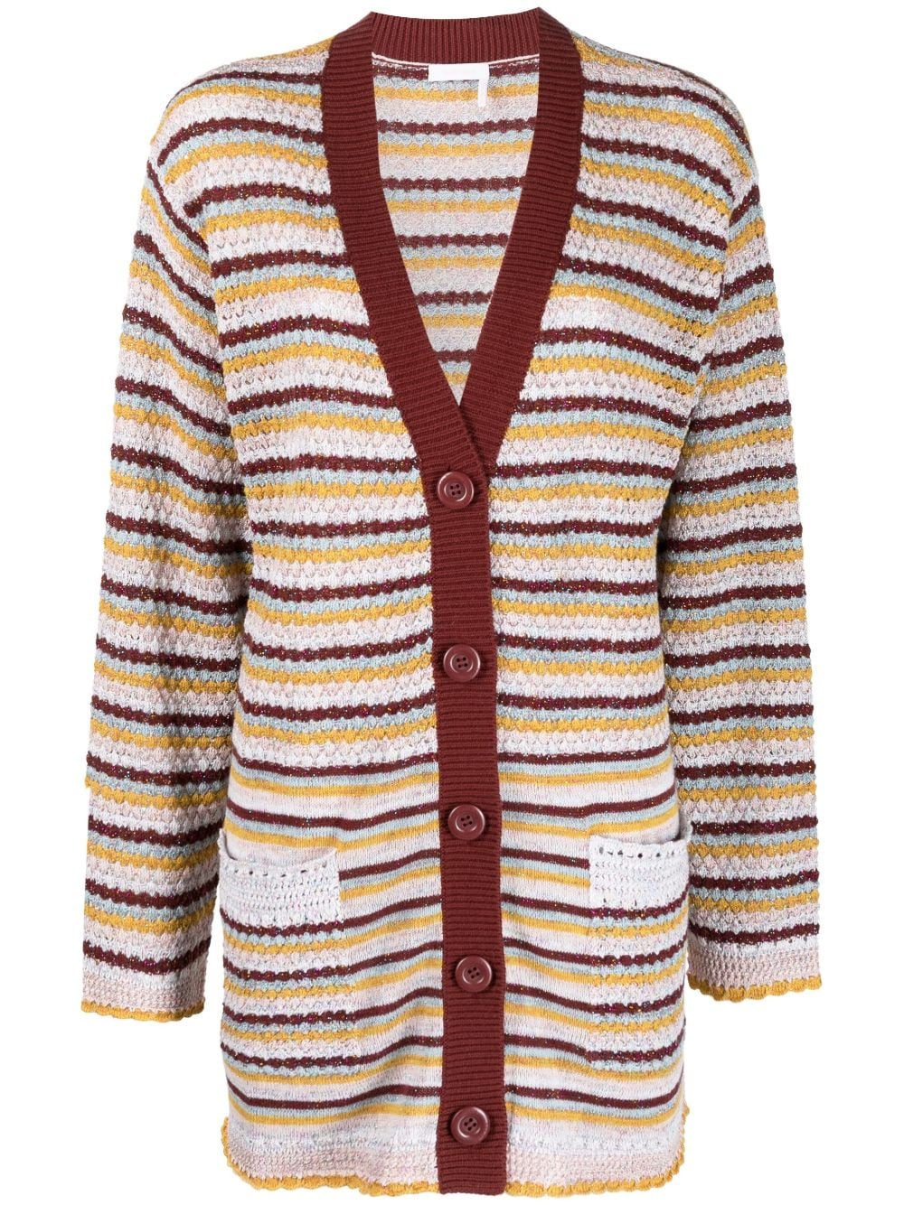 Image 1 of See by Chloé striped knitted cardigan