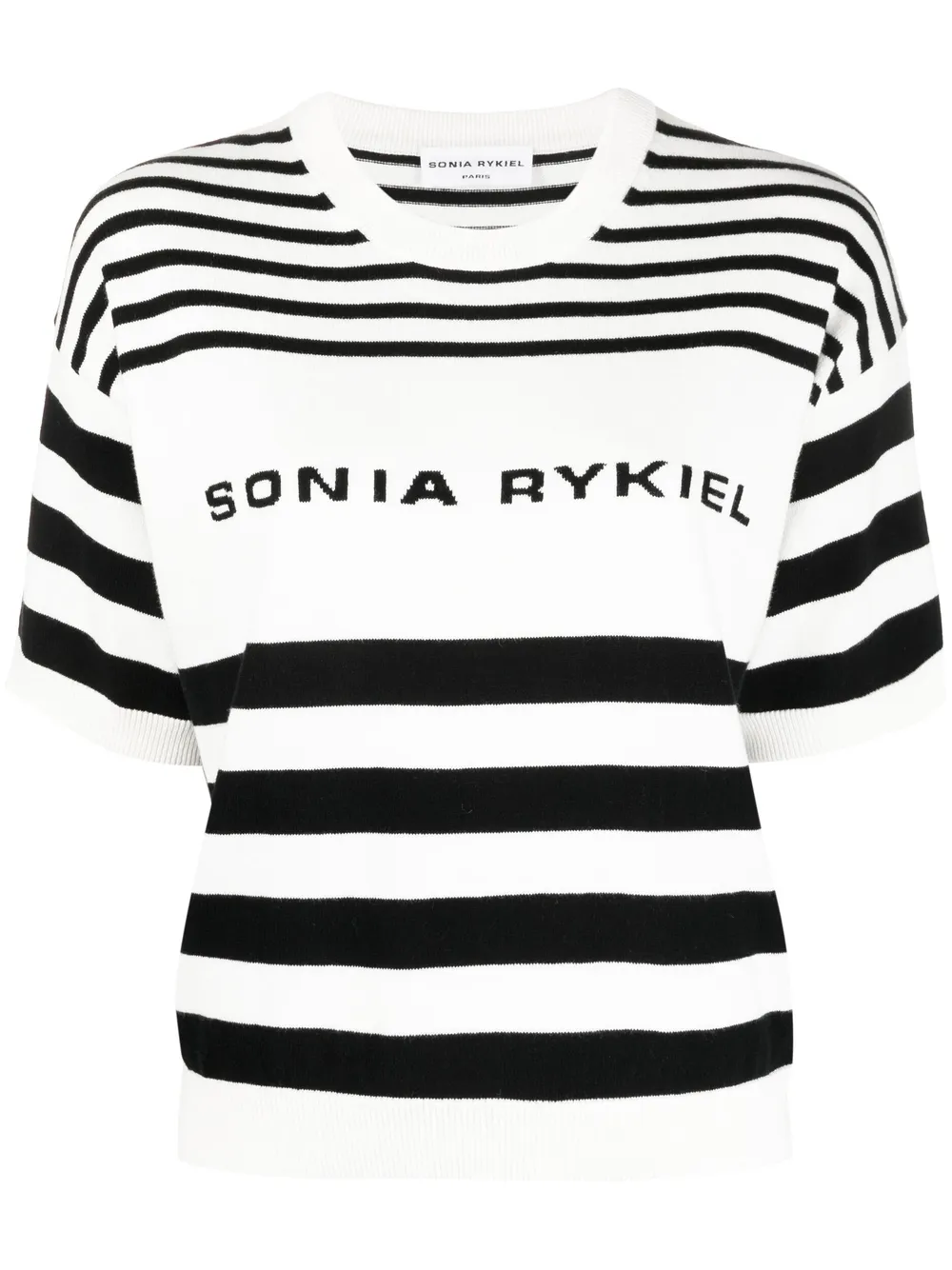 Sonia Rykiel logo intarsia striped knitted top – Black