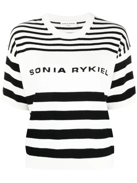 Sonia Rykiel logo intarsia striped knitted top