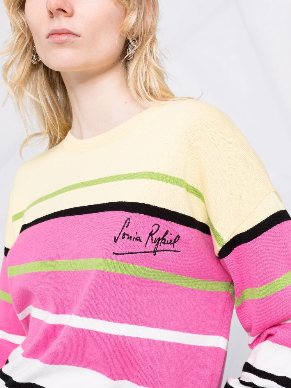 SONIA RYKIEL EMBROIDERED-LOGO STRIPED JUMPER