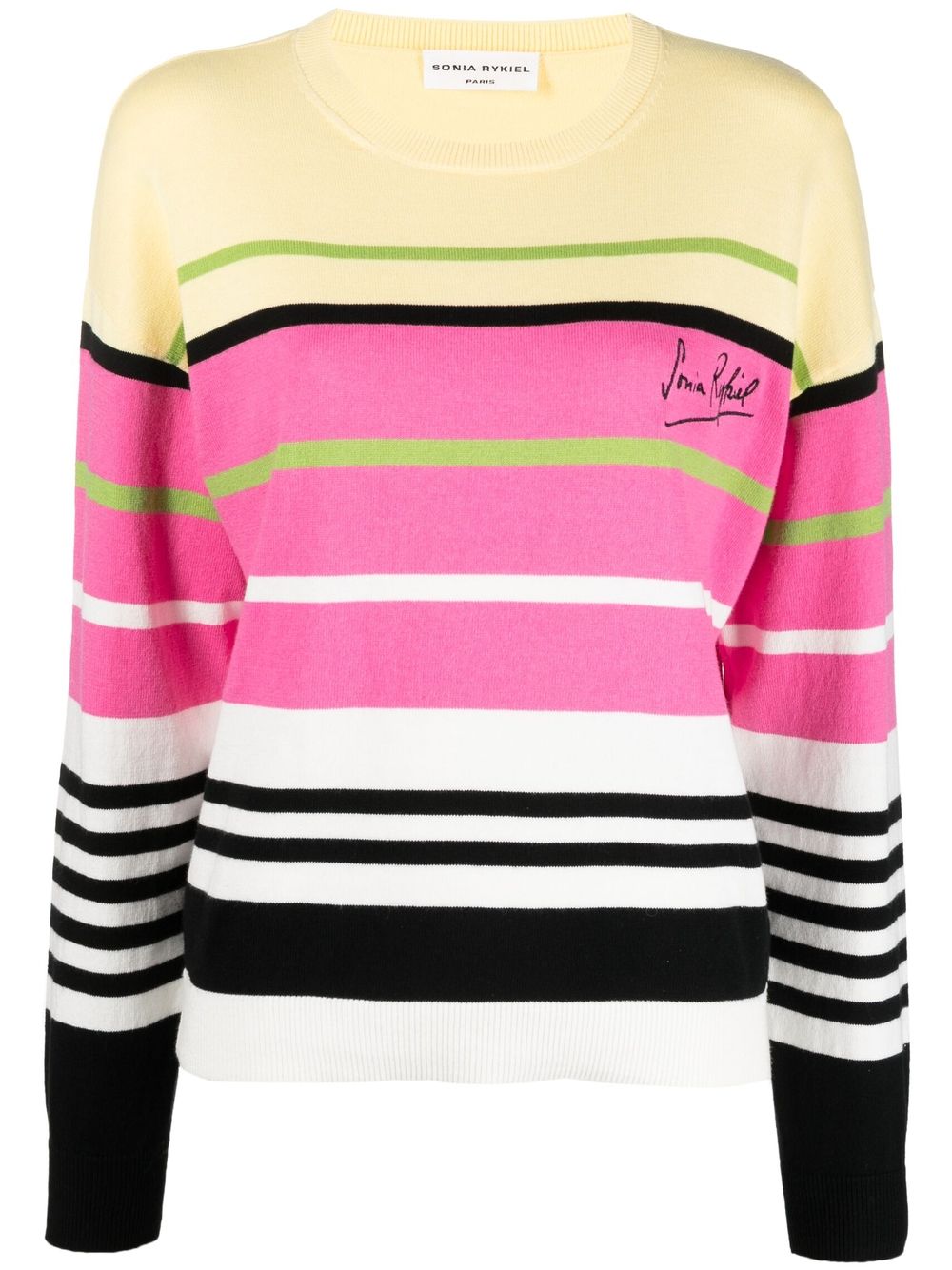 

Sonia Rykiel embroidered-logo striped jumper - Yellow