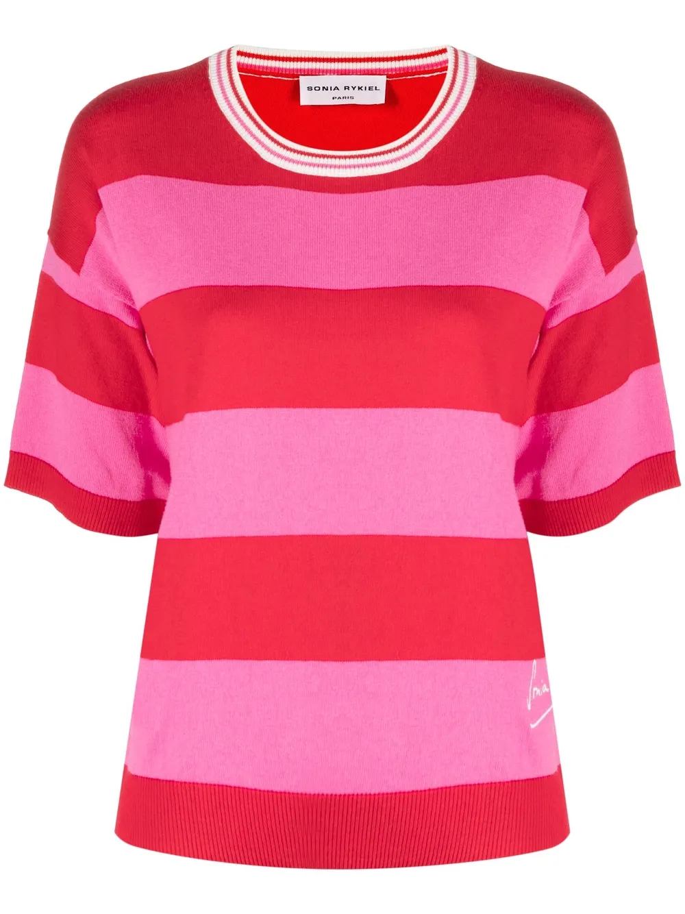 

Sonia Rykiel embroidered logo striped jumper - Pink