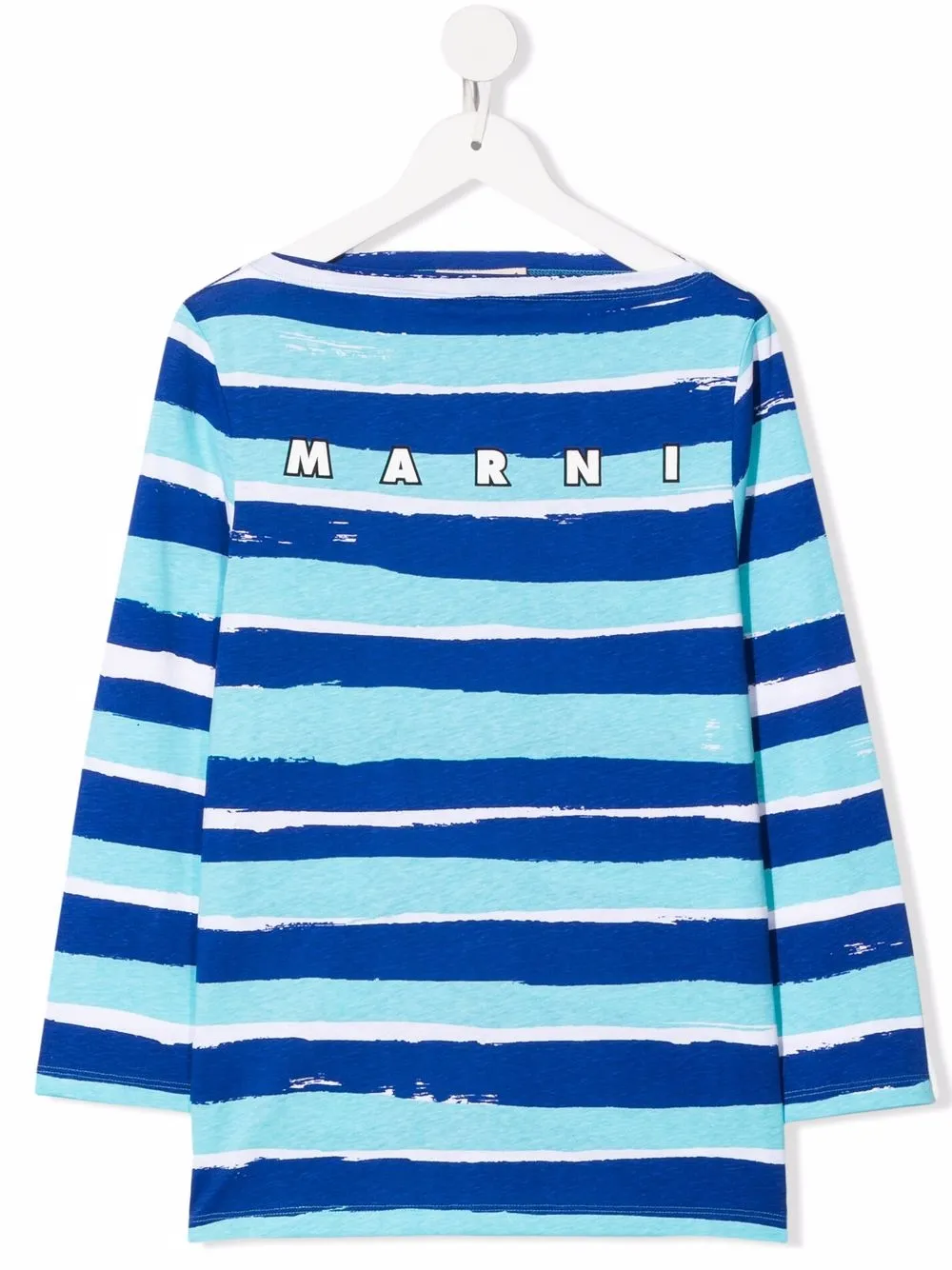 

Marni Kids playera a rayas con logo estampado - Azul