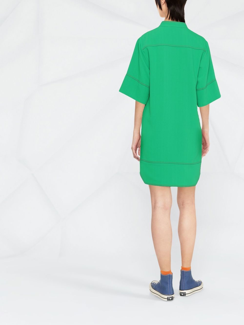 Shop See By Chloé Contrast-stitch Short-sleeve Shift Dress In Grün