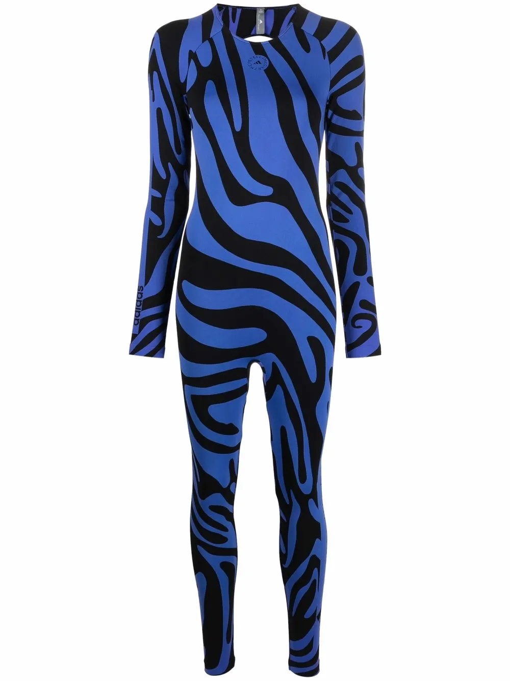 

adidas by Stella McCartney tiger-print open-back stretch jumpsuit - Blue