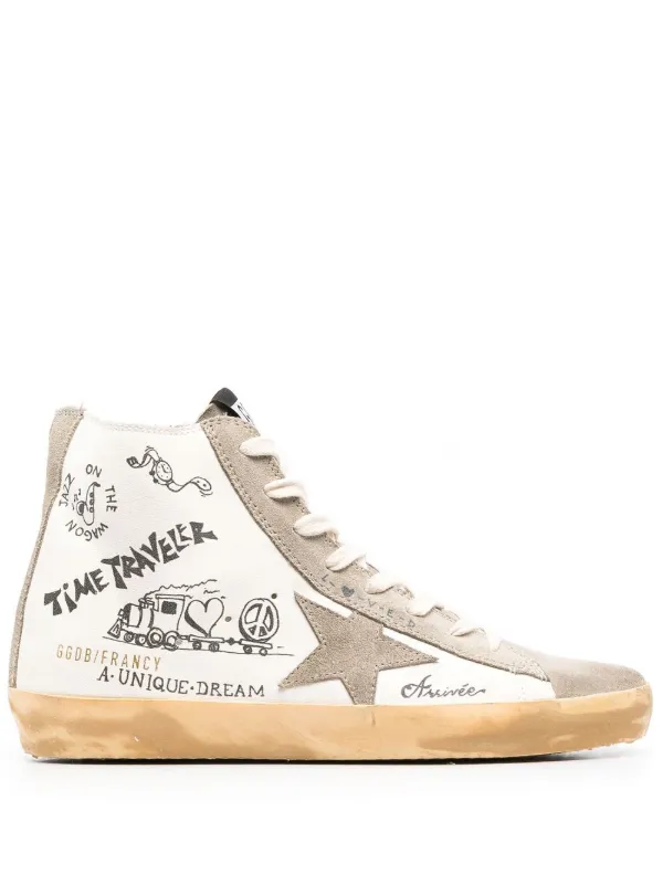 Golden Goose Francy Journey-print high-top Sneakers | White | FARFETCH