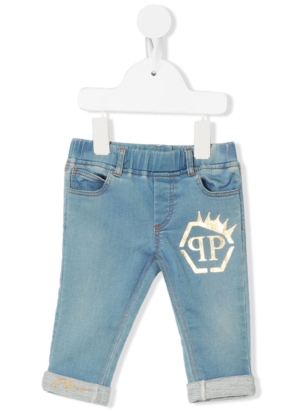 Image 1 of Philipp Plein Junior logo-print slim jeans