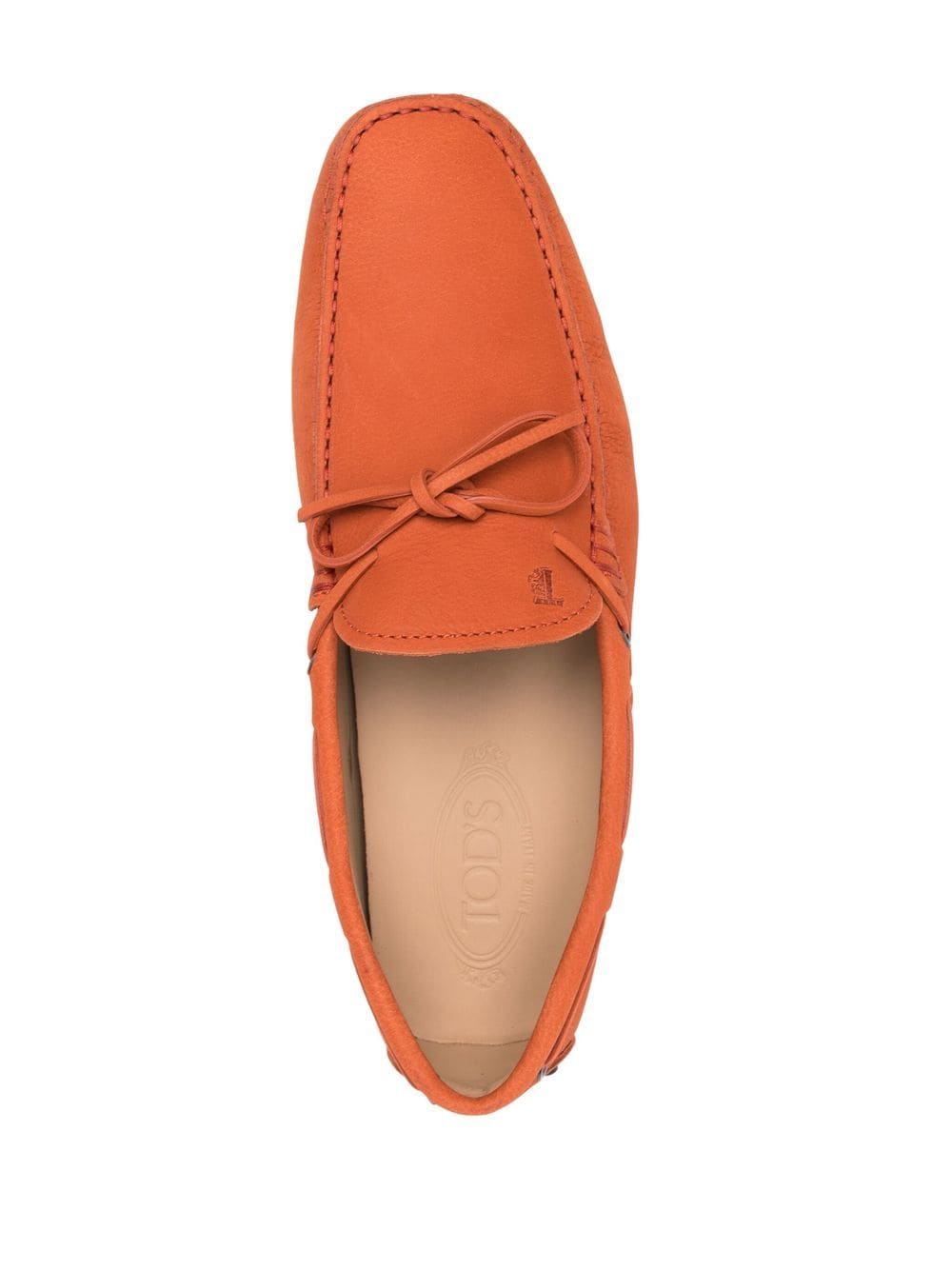 Shop Tod's Bow-detail Leather Loafers In Orange