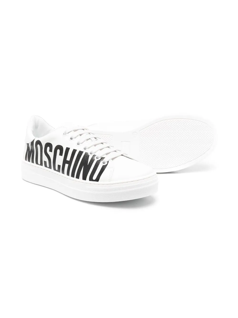 Shop Moschino Side Logo-print Sneakers In White