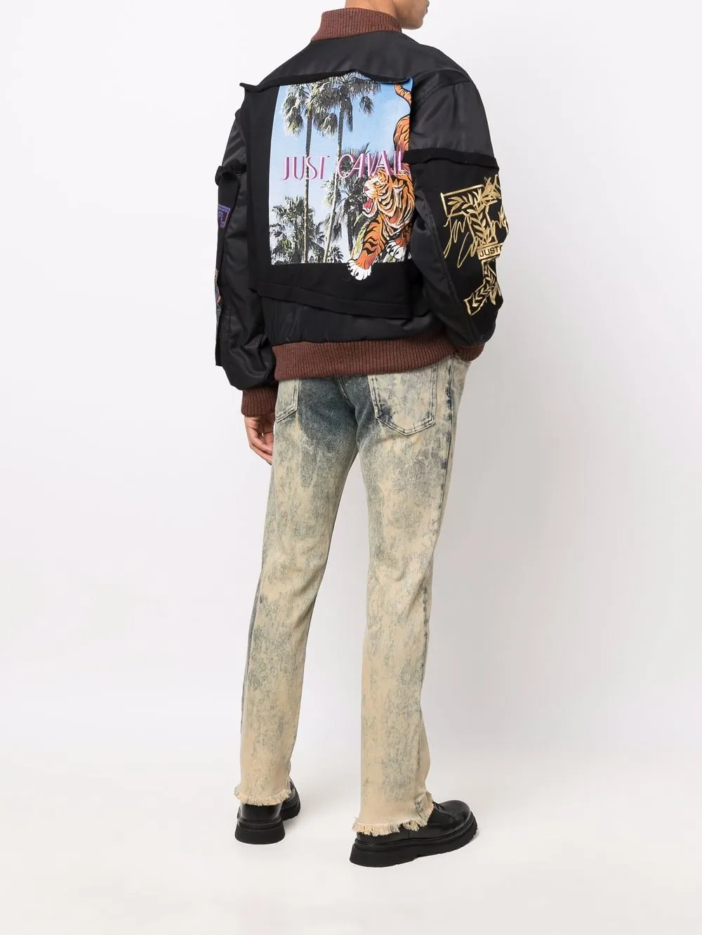 Just Cavalli Bomberjack met patchwork - Zwart