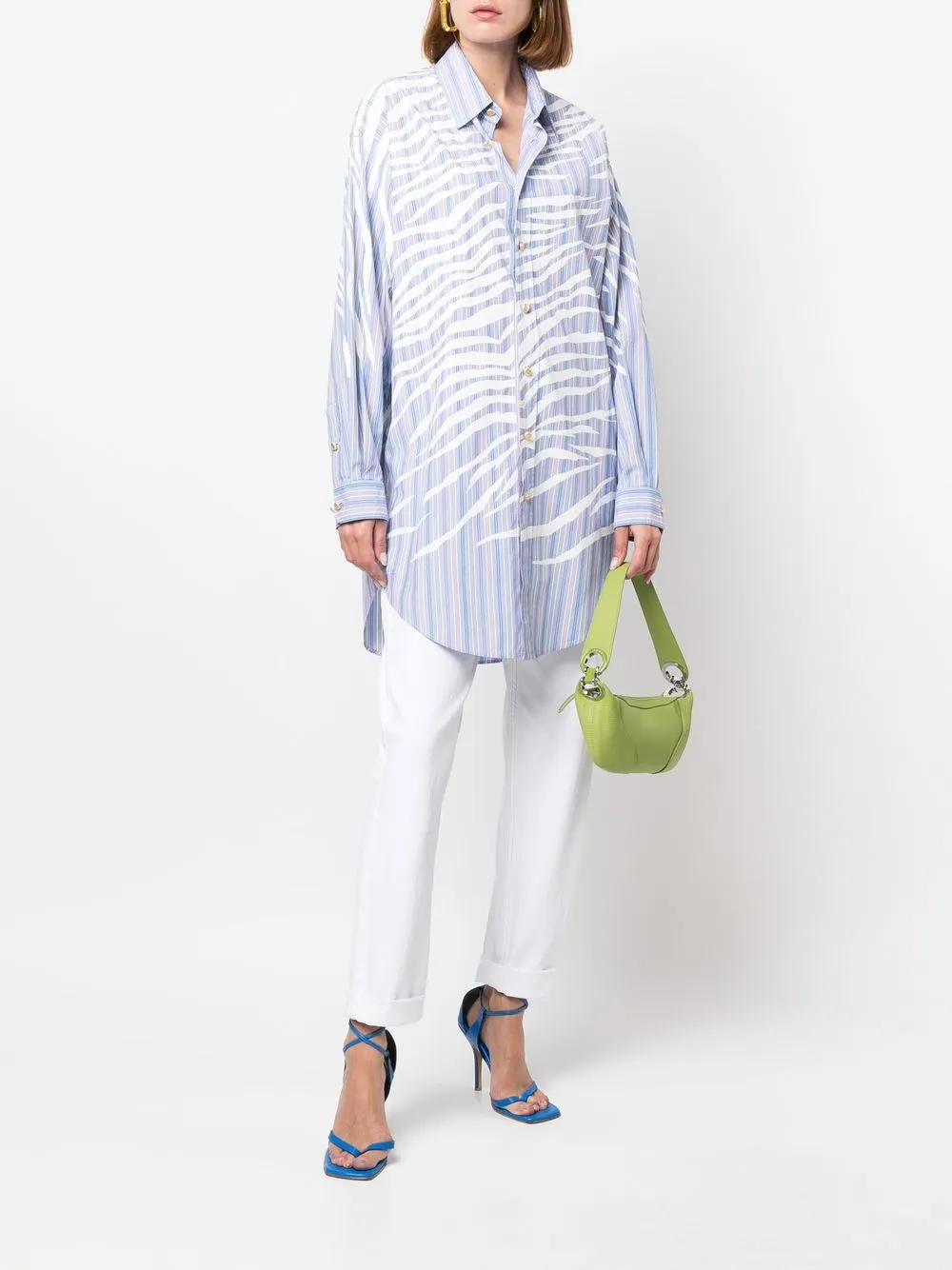 Just Cavalli Blouse met tijgerprint - Blauw
