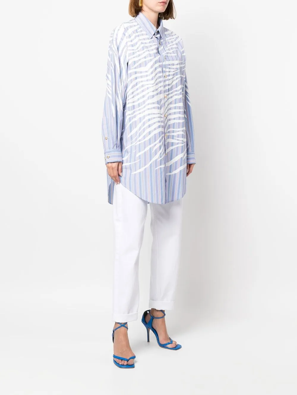  Just Cavalli Klassisches Seidenhemd   Blau 
