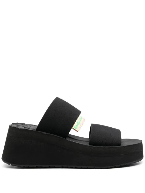 black double strap platform sandals