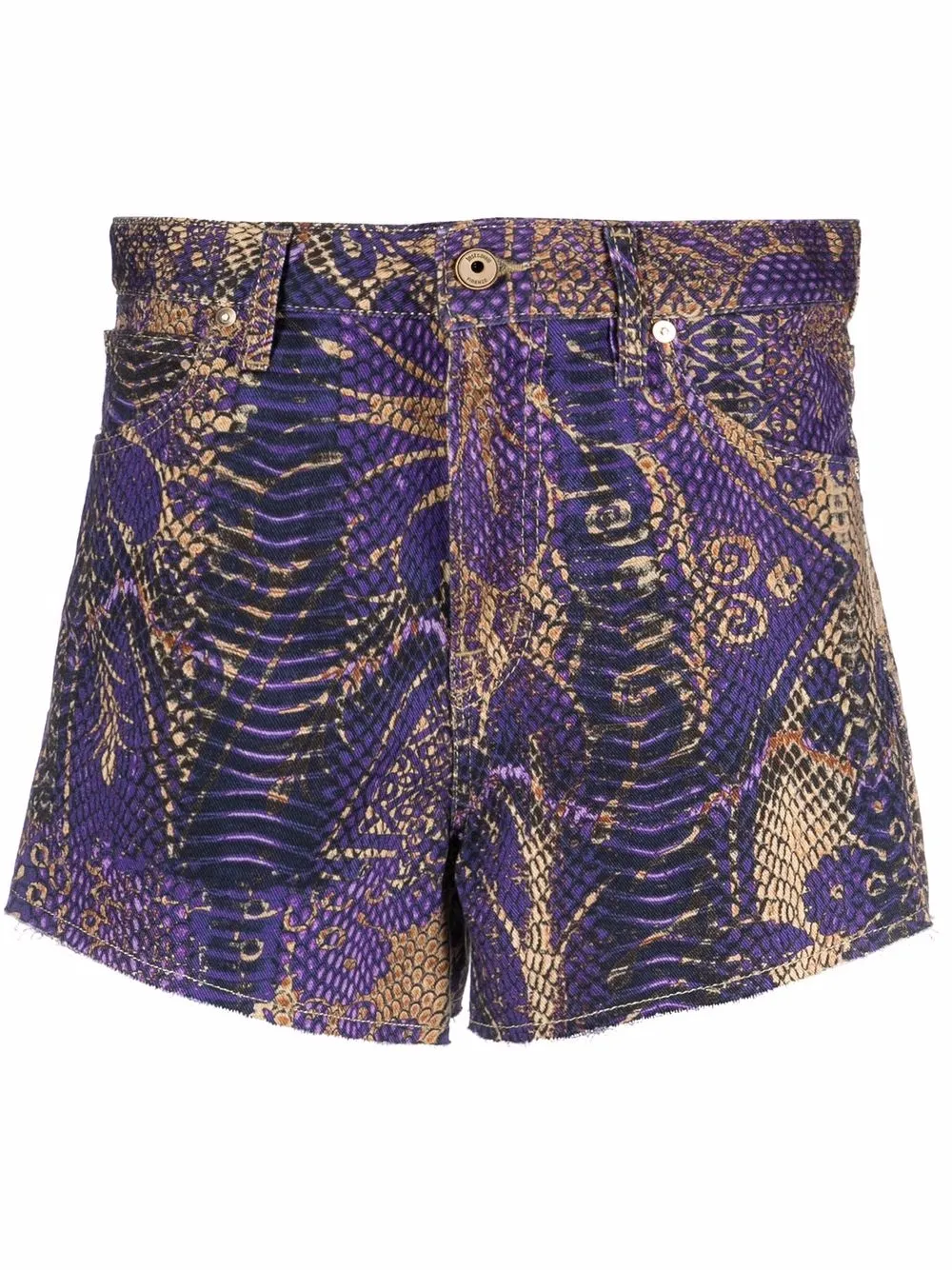 

Just Cavalli shorts de mezclilla con estampado de piel de serpiente - Morado