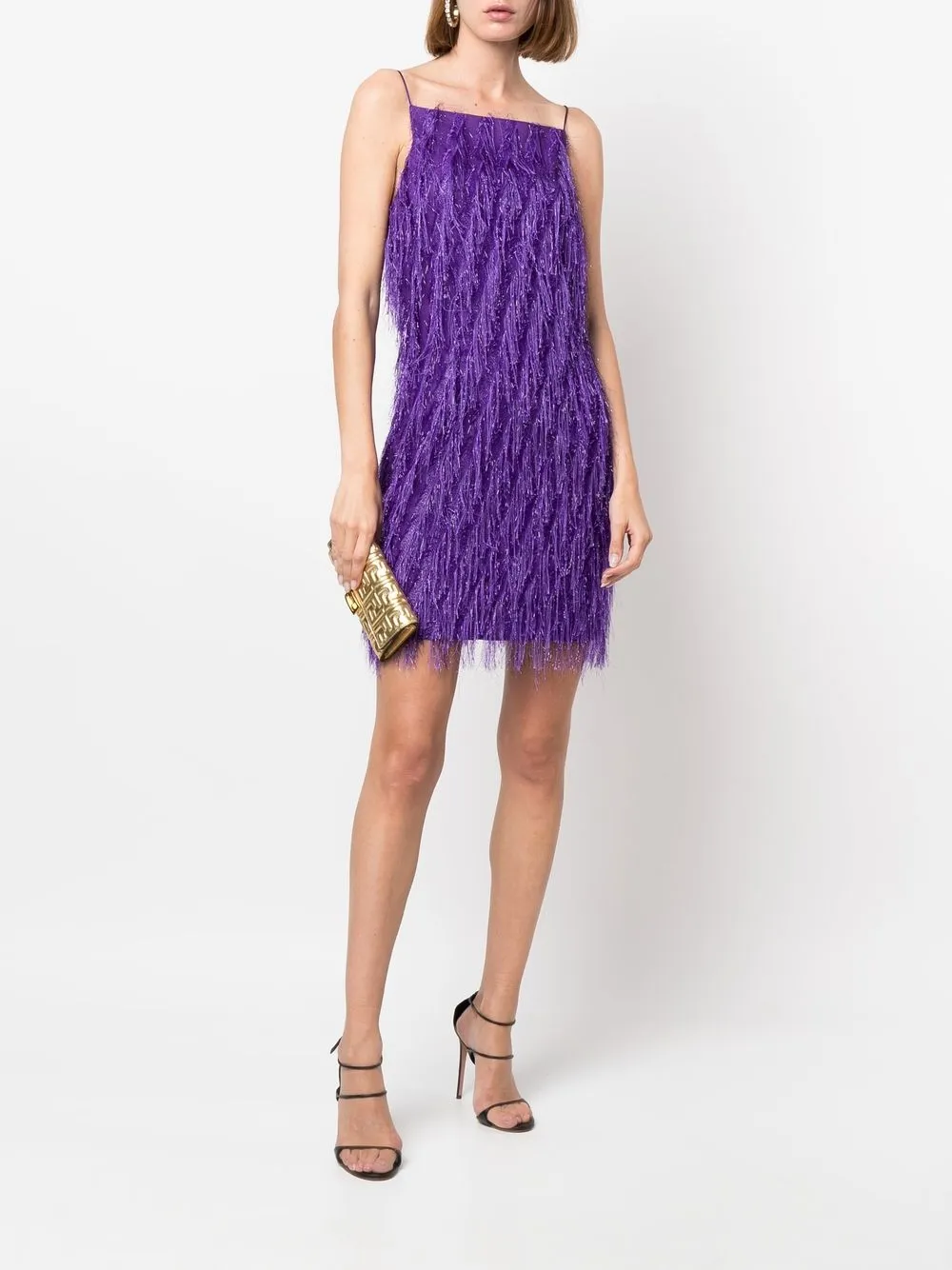 Just Cavalli Mini-jurk met franje - Paars