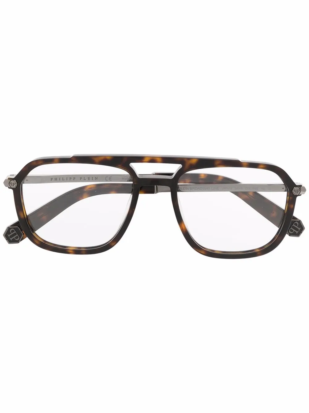 

Philipp Plein Eyewear lentes con armazón estilo piloto de efecto carey - Marrón