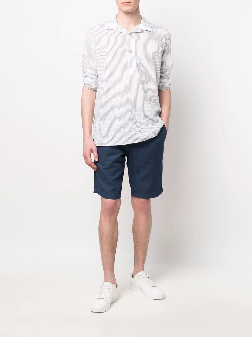 Eleventy Bermuda shorts met trekkoordtaille - Blauw