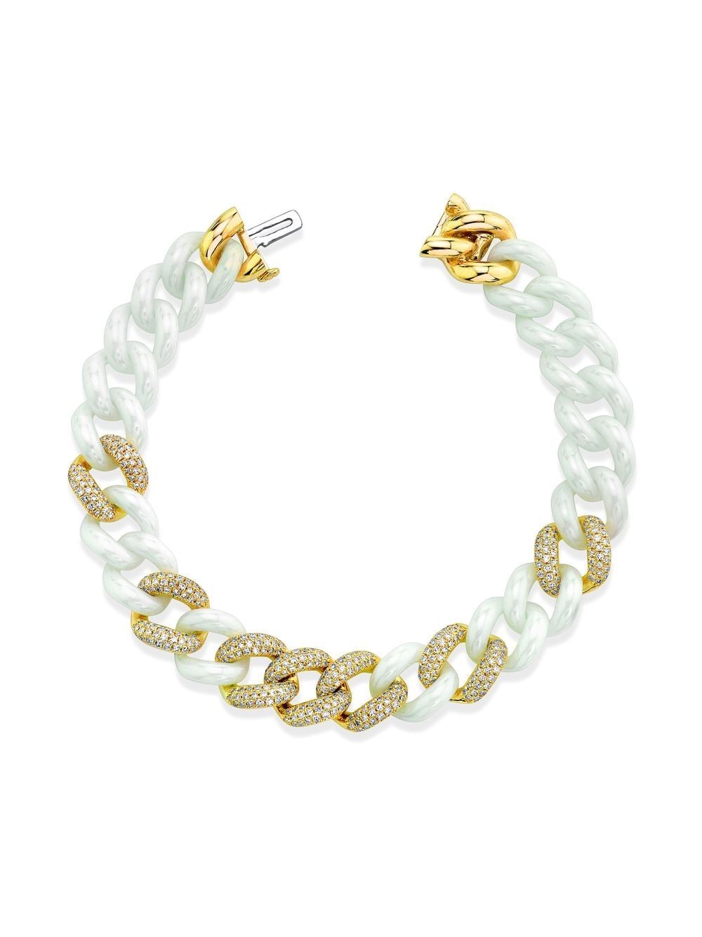 18kt yellow gold and ceramic diamond chain-link bracelet