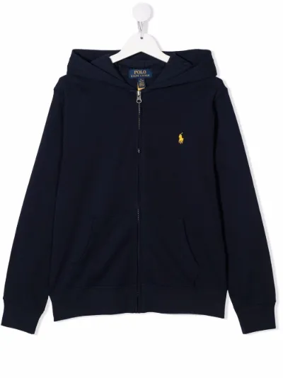 blue and black polo hoodie