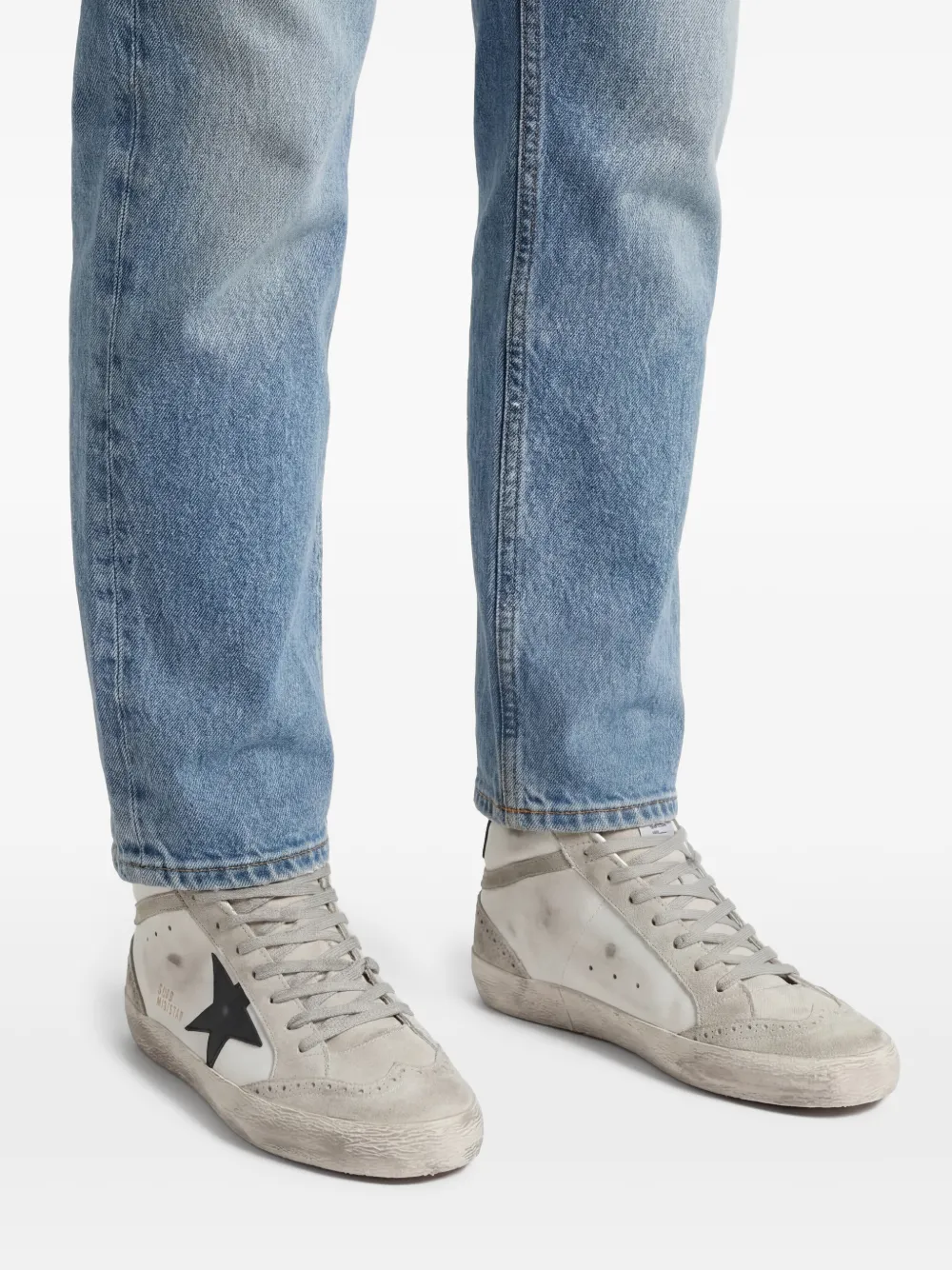 Golden Goose Mid Star Sneakers Im Used Look   Weiß 