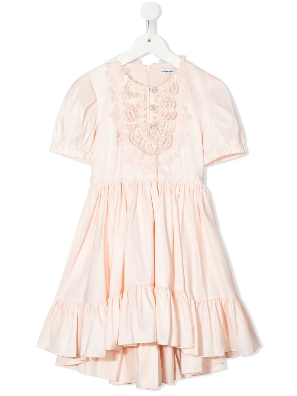 

Self-Portrait Kids ruffle-detail short-sleeve dress - Neutrals