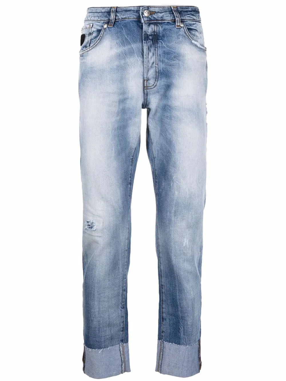 

John Richmond jeans rectos con dobladillo doblado - Azul