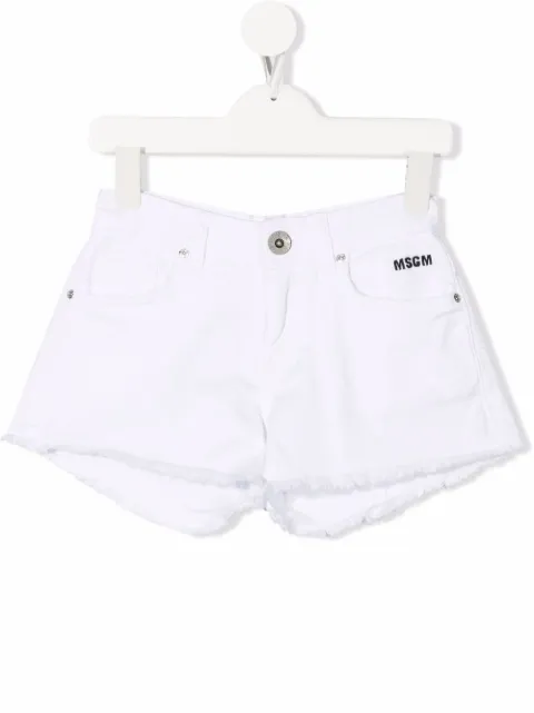 Msgm Kids شورت جينز بطبعة شعار الماركة