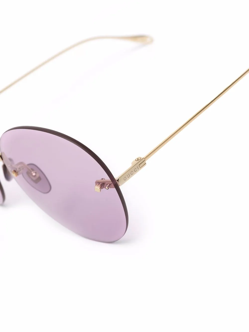  Gucci Eyewear Round Frame Sunglasses - Gold 