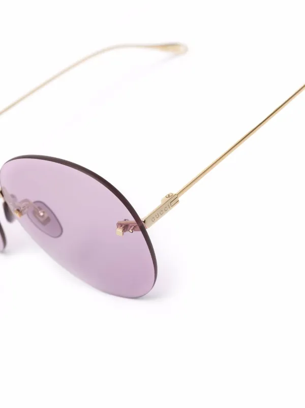 Gucci Eyewear Round Frame Sunglasses | Gold | FARFETCH AO display picture 1