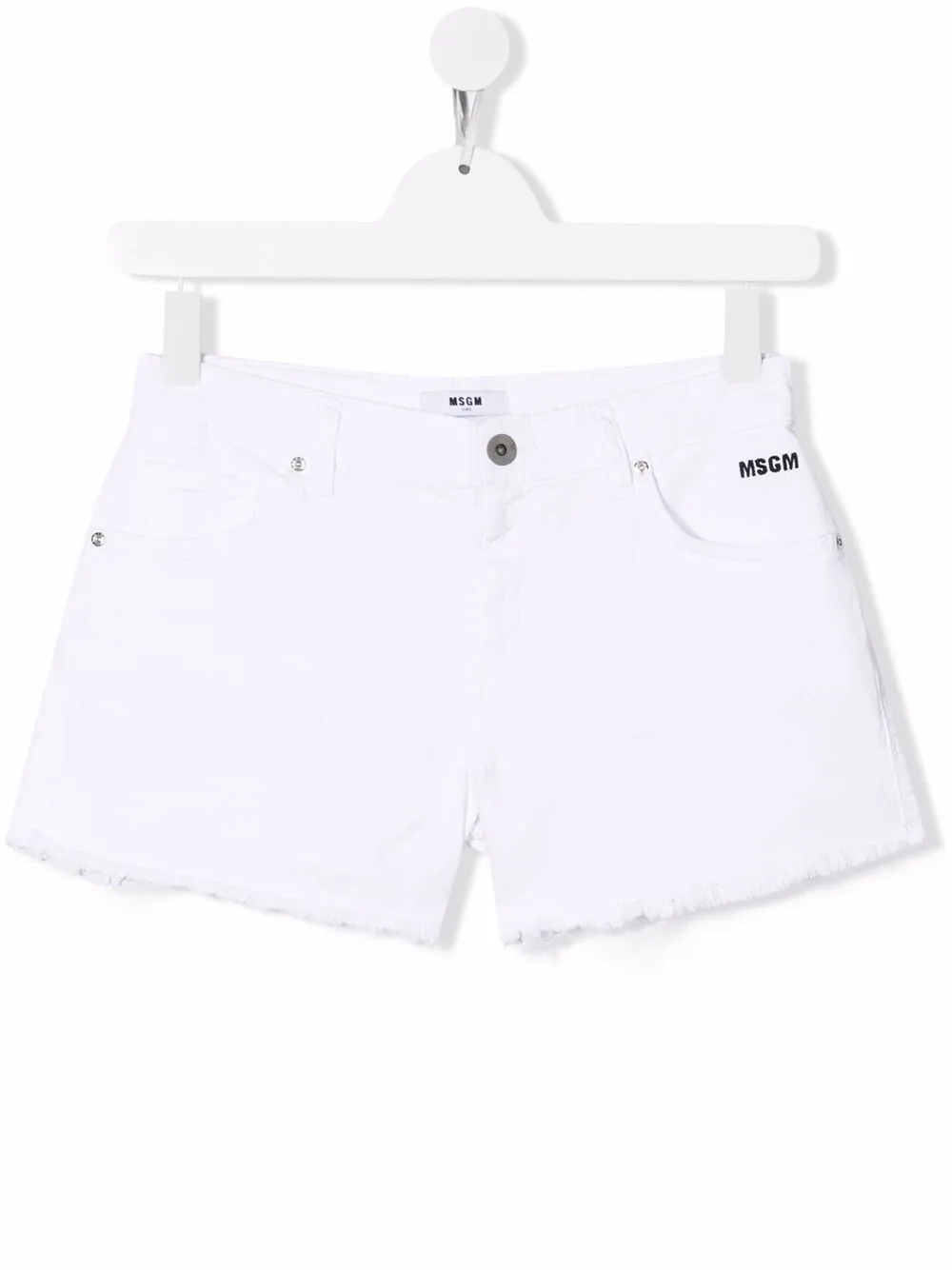 

MSGM Kids shorts de mezclilla con logo estampado - Blanco