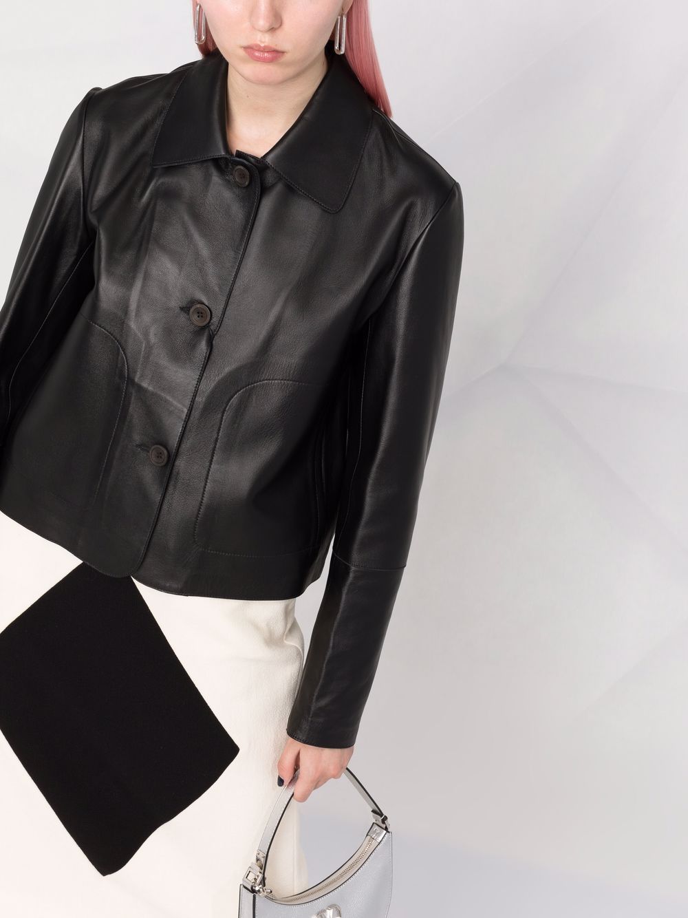 фото Arma button-up leather jacket