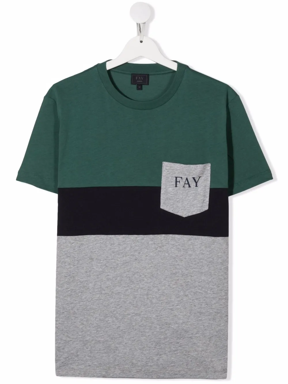 

Fay Kids TEEN colour-block cotton T-shirt - Green